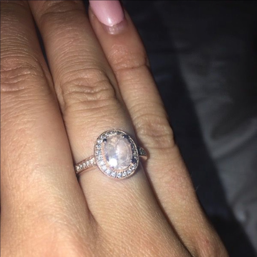 Gorgeous 14K Rose Gold Diamond and Morganite Ring